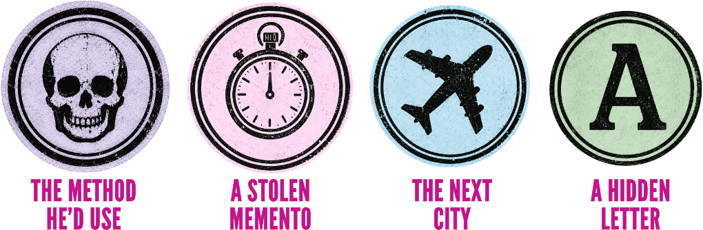 The method he'd use, a stolen memento, the next city, a hidden letter